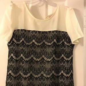 Ivory and black lace blouse